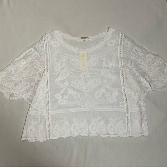 NWT New Amber Skies White Embroidered Boho Top Size XL - Picture 6 of 10